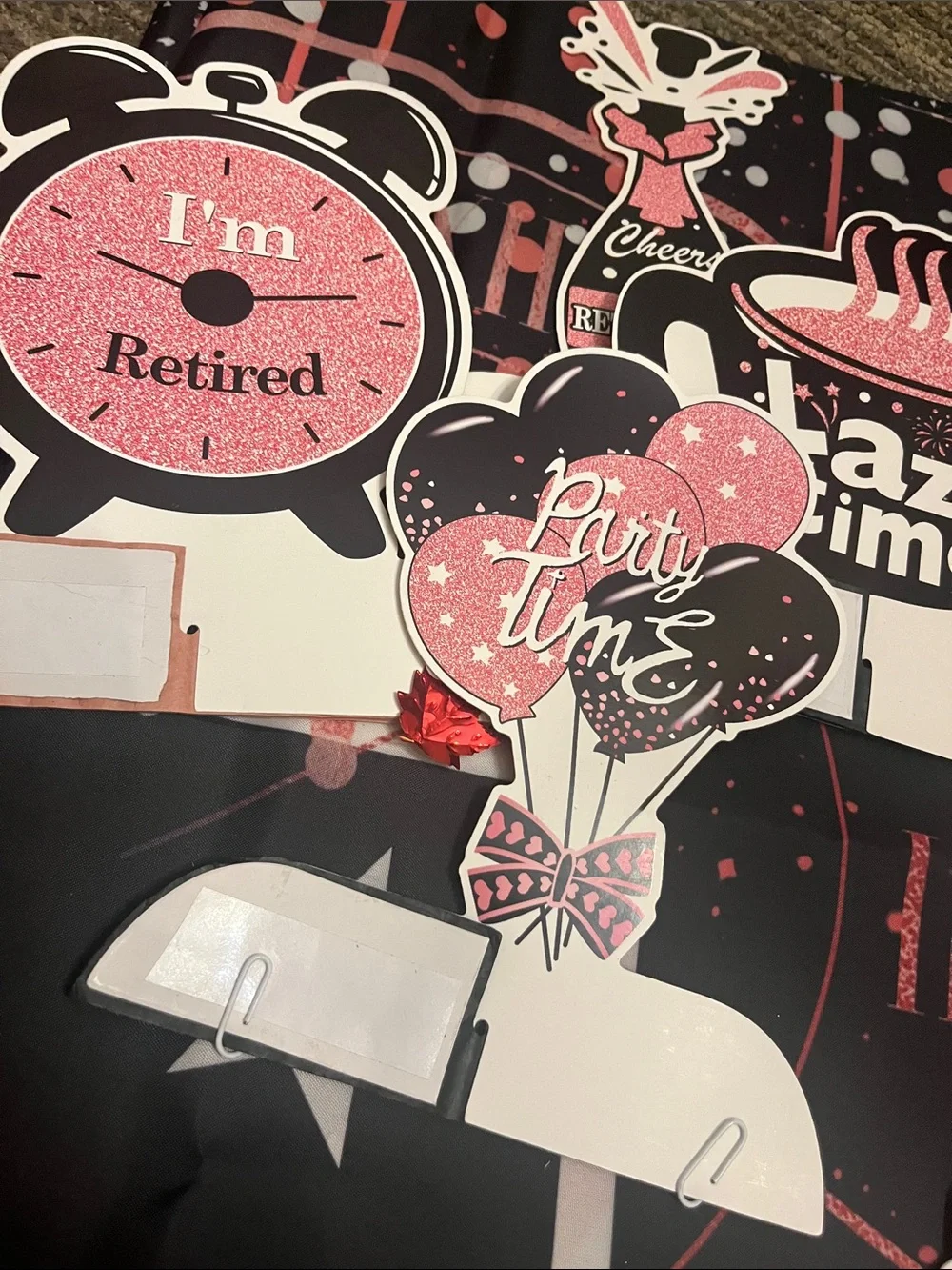 Happy Retirement Banner and Party Supplies (see pics for complete items in lot)